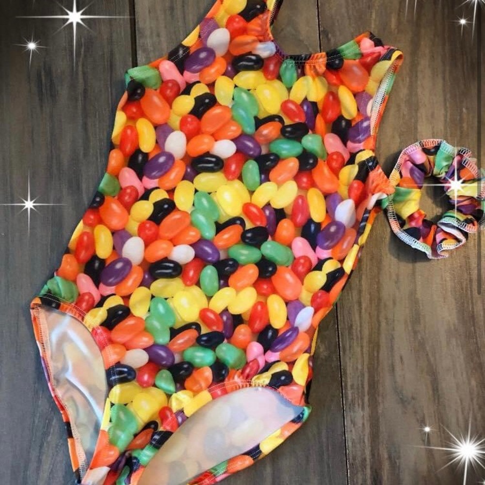 NWT Anchor Jellybeans Easter Tank Dance Gymnastics Leotard  + Scrunchie